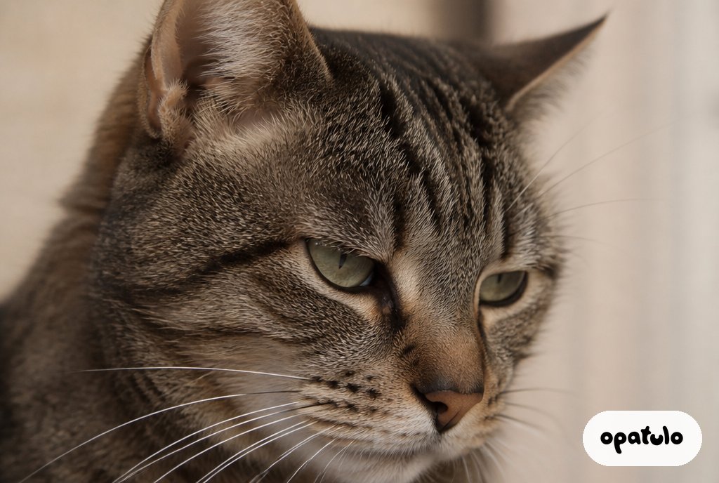 Close-up portrait of a cat with a calm, unreadable expression